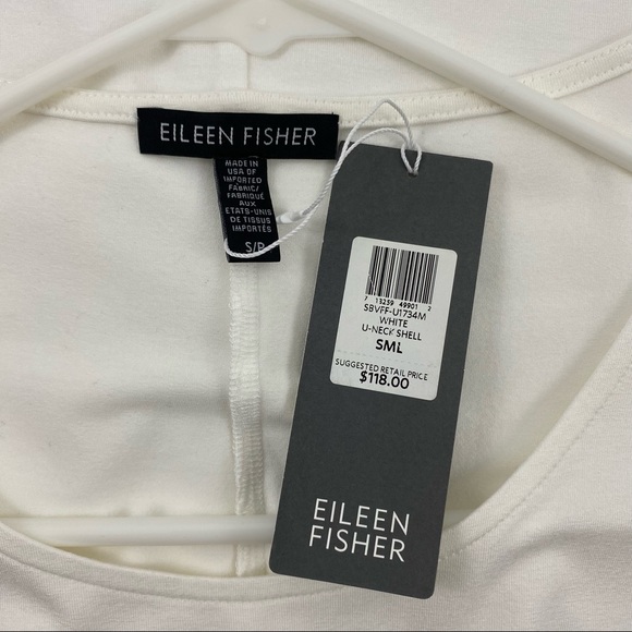 Eileen Fisher White U-Neck Asymmetrical Shell Tank Top Size Small NWT - Picture 5 of 7